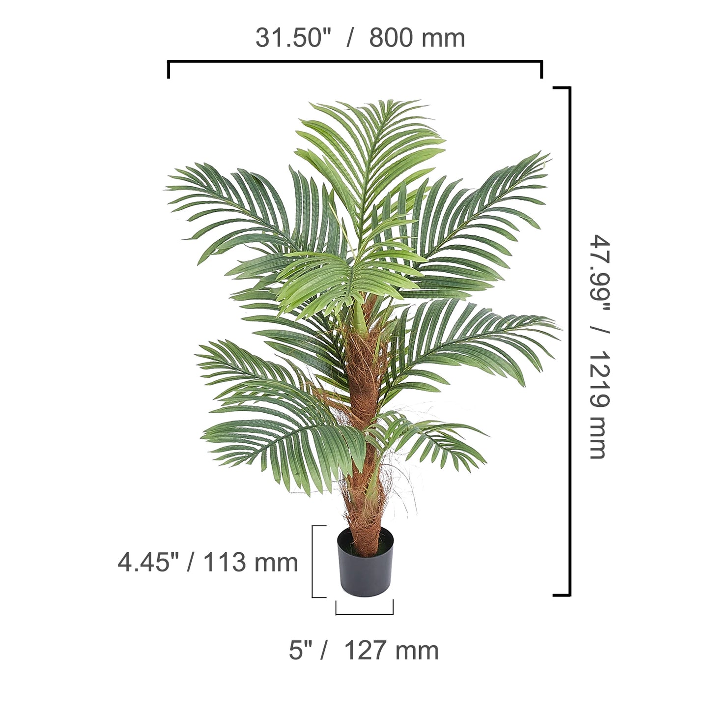 Palmera artificial VEVOR de 1,2 m, 1,5 m o 1,8 m de altura, de polietileno seguro y con protección antivuelco, de bajo mantenimiento para el hogar.