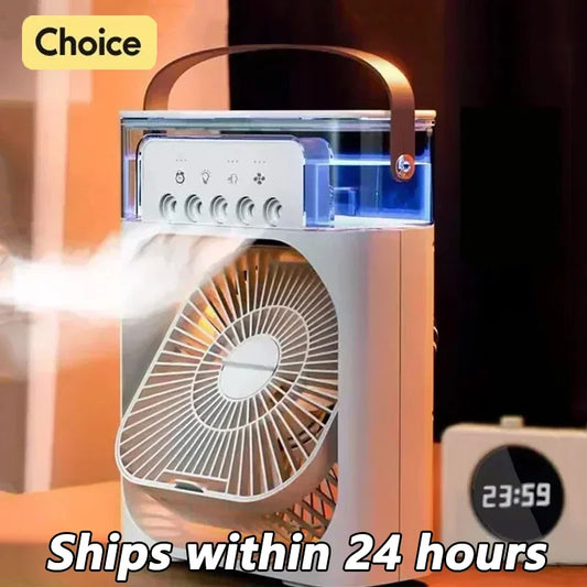 3 In 1 Portable Humidifier Fan Air Conditioners USB Electric Fan LED Night Light Water Mist Fun Air Cooler Humidifie For Home