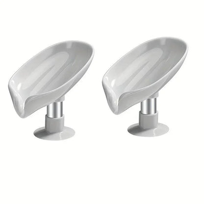 2 jaboneras con forma de hoja, bandeja con ventosa para secar esponjas de ducha, accesorios de cocina y baño.