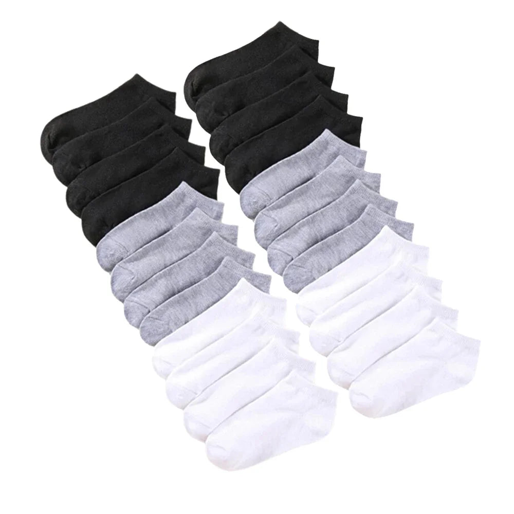 10 Pairs Men's Polyester Boat Socks New Style Black White Grey Business Men Stockings Soft Breathable Summer for Male