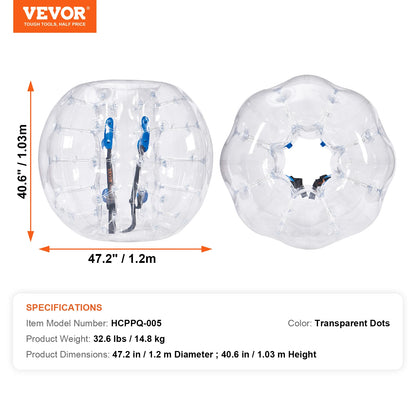 VEVOR 2-Pack Inflatable Bumper Balls 4FT/1.2M Body Zorb Ball Aults Kids Bubble Soccer Balls PVC Blow Up Toy for Teen & Adult