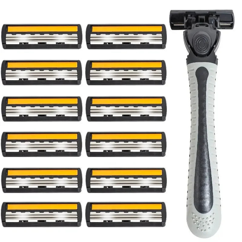 Maquinilla de afeitar de diseño nuevo para hombres, afeitadora de tres capas, afeitadora reutilizable, cuchilla importada, herramienta múltiple, cabezal de cambio