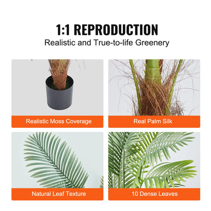 Palmera artificial VEVOR de 1,2 m, 1,5 m o 1,8 m de altura, de polietileno seguro y con protección antivuelco, de bajo mantenimiento para el hogar.