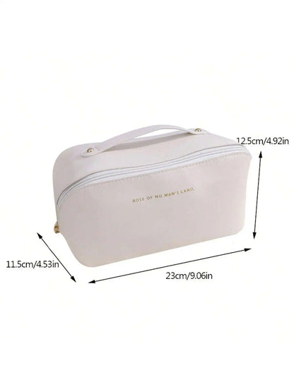 Bolsa de maquillaje de viaje portátil, impermeable, con almohada de cuero PU para mujer, bolsa de maquillaje de mano para que las mujeres la lleven.