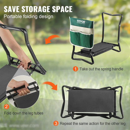 VEVOR Garden Kneeler and Seat Foldable Garden Stool Kneeling Bench for Gardening with Tool Bag Gifts for Grandparents Seniors