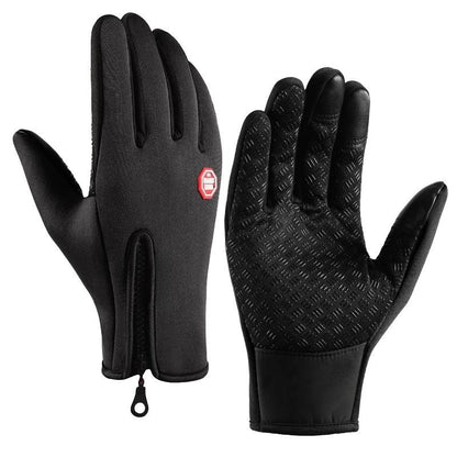 Guantes de invierno para hombre, impermeables, resistentes al viento, fríos, para snowboard, motocicleta, conducción, cálidos, con cremallera y pantalla táctil.