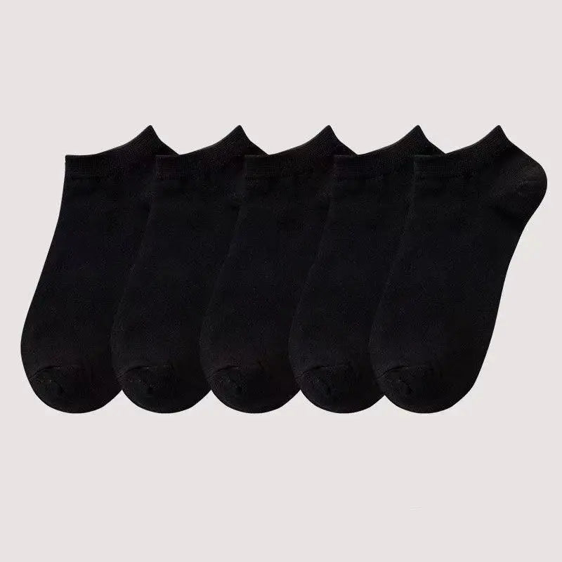 10 pairs of black and white solid color simple business men's boat socks breathable and comfortable casual socks