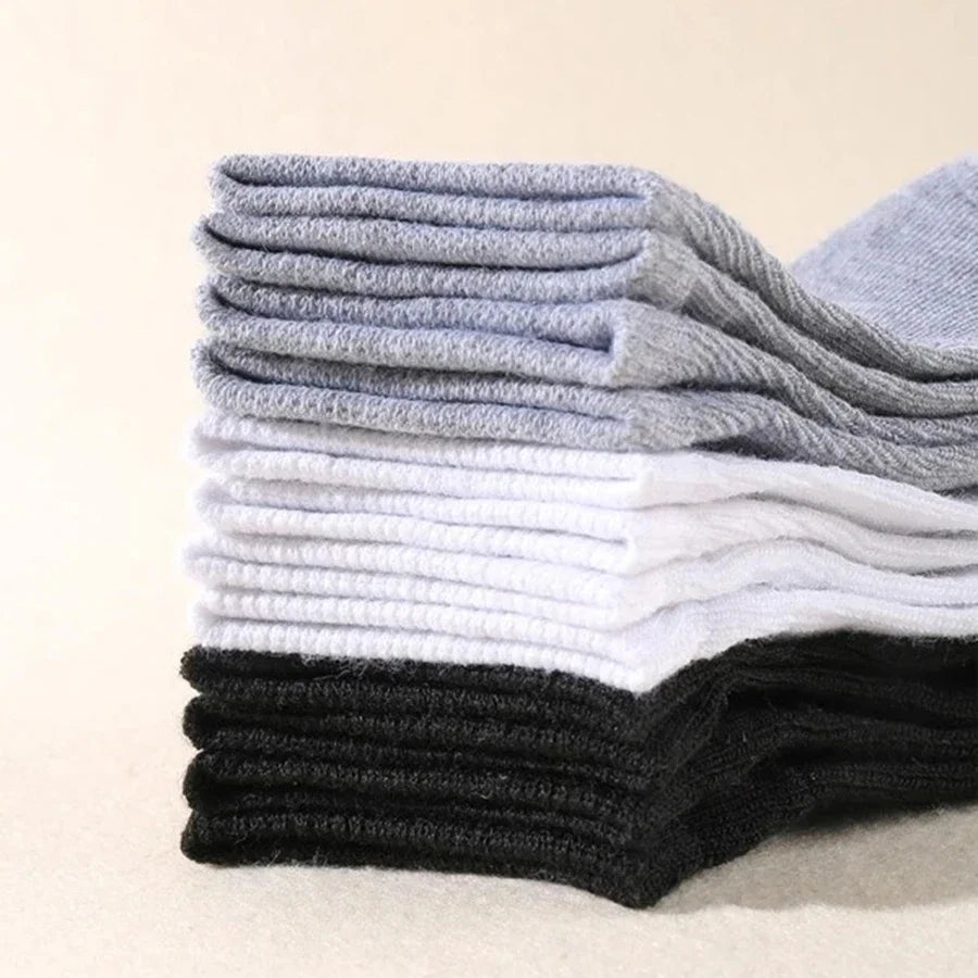 8/10 pairs of men's boat socks for business sports, sweat absorption, mature summer, autumn, solid color, no pilling, versatile