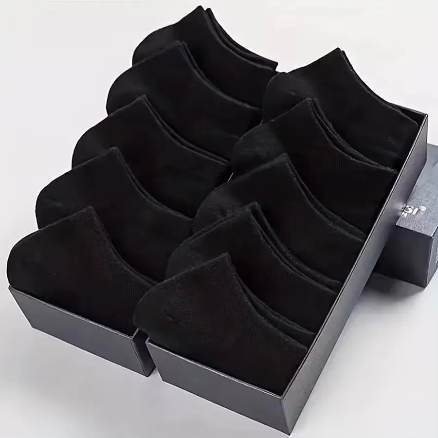 8/10 pairs of men's boat socks for business sports, sweat absorption, mature summer, autumn, solid color, no pilling, versatile