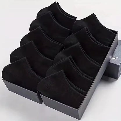 8/10 pairs of men's boat socks for business sports, sweat absorption, mature summer, autumn, solid color, no pilling, versatile