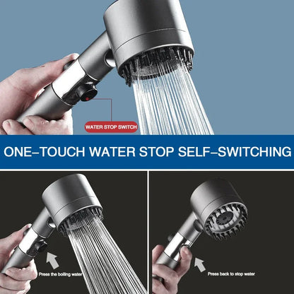 Cabezal de ducha con filtro de alta presión, rociador ajustable de 3 modos con cepillo de masaje, grifo de lluvia, accesorios de baño