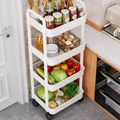 Estante de almacenamiento móvil con ruedas, carrito organizador de alta capacidad, estantería para dormitorio y baño.
