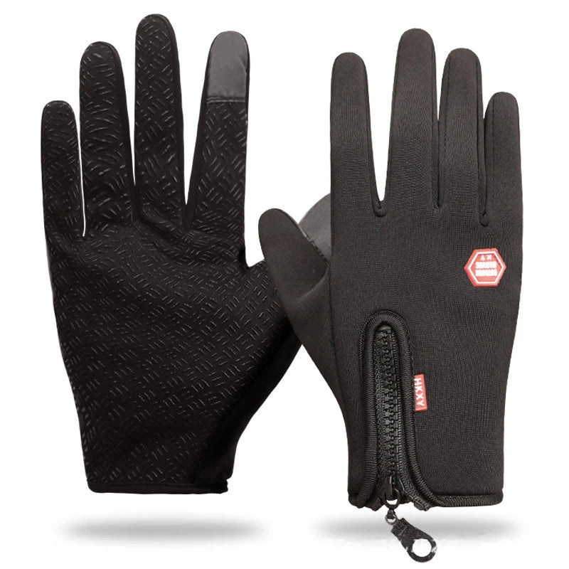 Guantes de invierno para hombre, impermeables, resistentes al viento, fríos, para snowboard, motocicleta, conducción, cálidos, con cremallera y pantalla táctil.