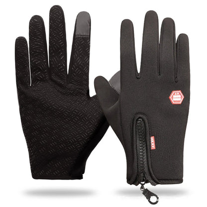 Guantes de invierno para hombre, impermeables, resistentes al viento, fríos, para snowboard, motocicleta, conducción, cálidos, con cremallera y pantalla táctil.