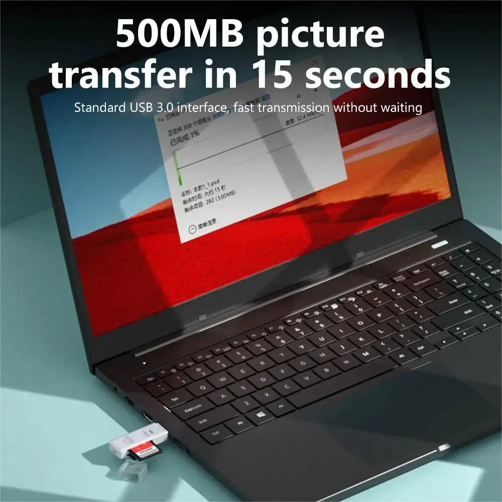 Lector de tarjetas USB 3.0/2.0 de alta velocidad 2 en 1, multifuncional, compatible con tarjetas TF y SD, ordenadores, tabletas, cámaras, portátiles y dispositivos para coche.