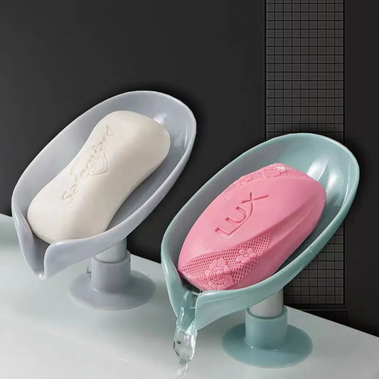Jabonera con forma de hoja, escurridor, accesorio de baño, jabonera con ventosa, bandeja para jabonera, contenedor de jabón para baño