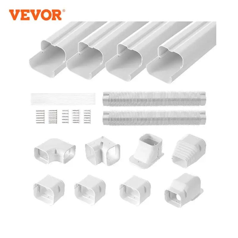 VEVOR - Cubierta decorativa de PVC para tubería de aire acondicionado (minisplit), fácil de instalar, pintable, para bomba de calor, color blanco