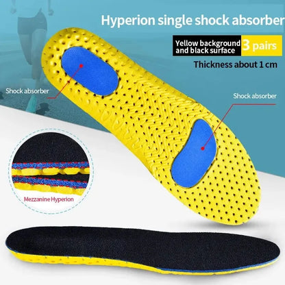 3 Pairs Cushioned Comfortable Breathable Memory Foam Sports Insoles For Both Men And Women