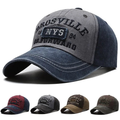 Gorra de béisbol Four Seasons para hombre, informal, de algodón lavado desgastado, con letras bordadas, ala curva, protección solar
