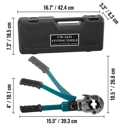 VEVOR - Herramientas de prensado hidráulicas para tubos Pex de aluminio y plástico CW-1632, crimpadora de plomería a presión para PB