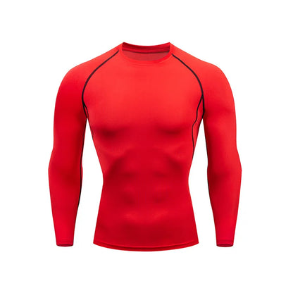 Camiseta de manga larga para hombre, para correr, baloncesto, entrenamiento, ajustada, elástica, de secado rápido y compresión.