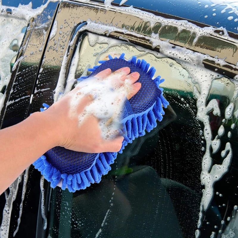 1 par de guantes de esponja para lavar el coche, de chenilla, de fibra ultrafina, resistentes a los arañazos y súper absorbentes.