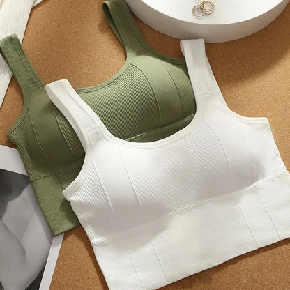 Tops cortos para mujer con sujetador incorporado, sin costuras, sin aros, cómodos, sexys, acolchados, soporte, para yoga, entrenamiento, deportes, tops cortos