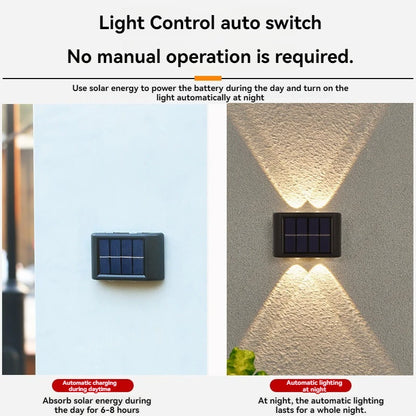 Luces decorativas de pared para patio, luminarias de iluminación exterior para el hogar, lámparas de pared con espejo convexo solar con luz ascendente y descendente