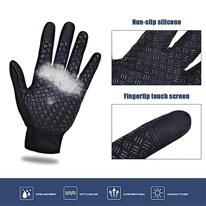 Guantes de invierno para hombre, impermeables, resistentes al viento, fríos, para snowboard, motocicleta, conducción, cálidos, con cremallera y pantalla táctil.