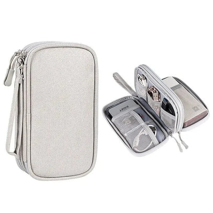 Bolsa organizadora portátil para almacenamiento de productos digitales de viaje, bolsa multicapa para cables de auriculares, bolsa para cargar cables de datos USB