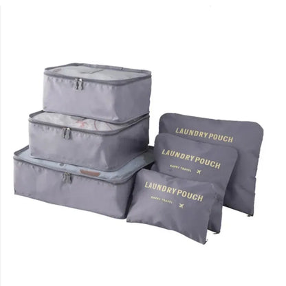 6 Pcs/Set Pink/Blue/Grey Travel Storage Bag Large Capacity Waterproof Luggage Clothing Underwear Storage Bag Bag With Zipper