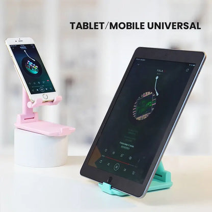 Soporte plegable para teléfono con ángulo y altura ajustables con almohadilla de silicona, apto para escritorio, totalmente plegable y compatible.