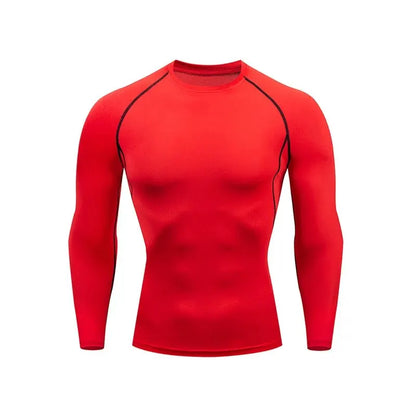 Camiseta de manga larga para hombre, para correr, baloncesto, entrenamiento, ajustada, elástica, de secado rápido y compresión.