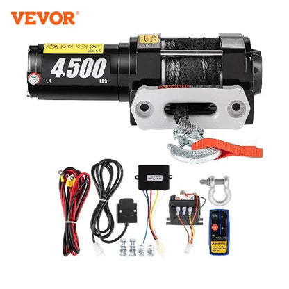 Cabrestante eléctrico VEVOR de 12 V y 4500 lb para remolque de coche sintético 4x4 de 12,9 m, correa de remolque con control inalámbrico para ATV, camión todoterreno