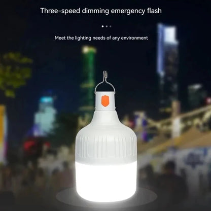 Bombilla LED nocturna recargable e impermeable, luz de emergencia regulable, para exteriores, barbacoa, tienda de campaña, patio y jardín.
