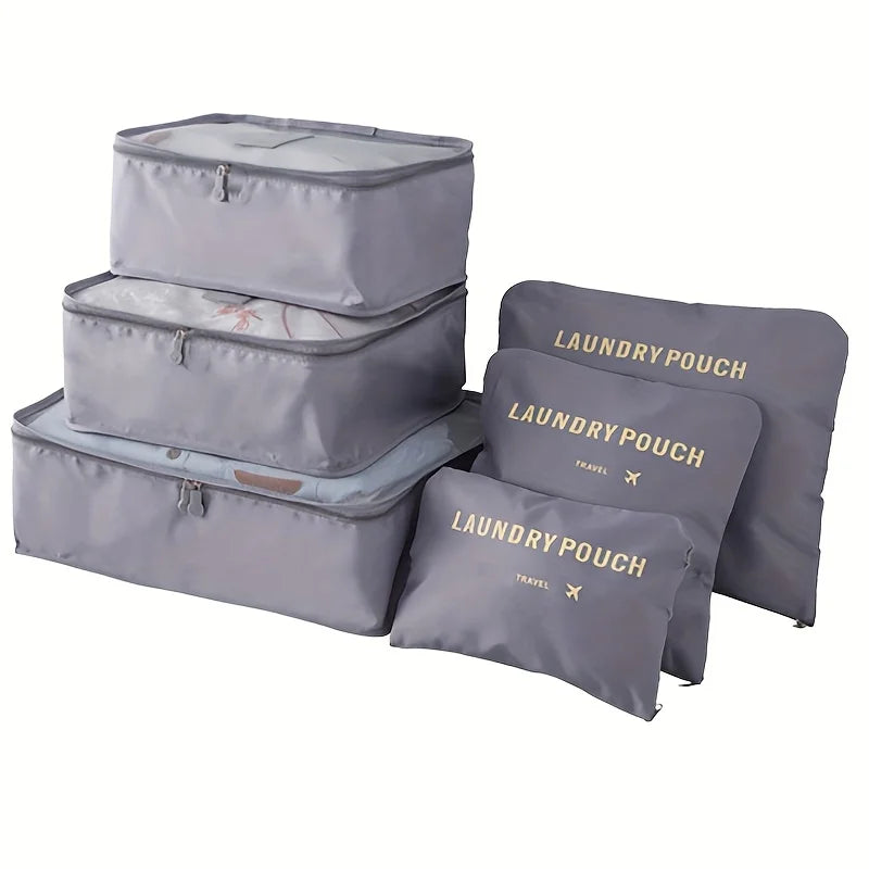 6pcs Simple Solid Color Travel Storage Bag, Clothing Storage Bag, Dry And Wet Separate Storage Bag, Cosmetic Bag Wash Bag Toilet