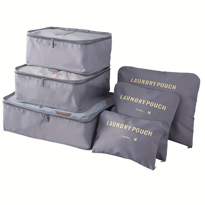 6pcs Simple Solid Color Travel Storage Bag, Clothing Storage Bag, Dry And Wet Separate Storage Bag, Cosmetic Bag Wash Bag Toilet