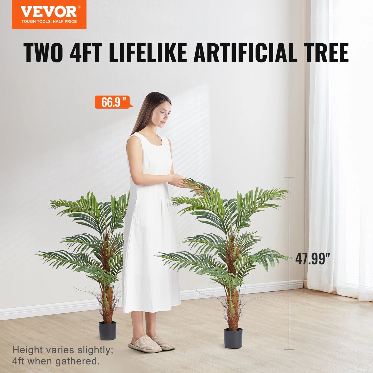 Palmera artificial VEVOR de 1,2 m, 1,5 m o 1,8 m de altura, de polietileno seguro y con protección antivuelco, de bajo mantenimiento para el hogar.
