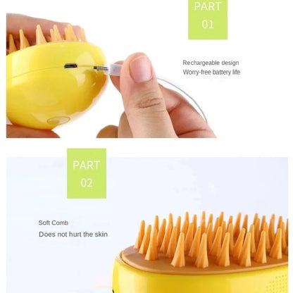Cepillo de vapor para gatos, rociador eléctrico de agua, peine para gatitos y mascotas, de silicona suave, cepillo de baño para gatos, suministros de aseo