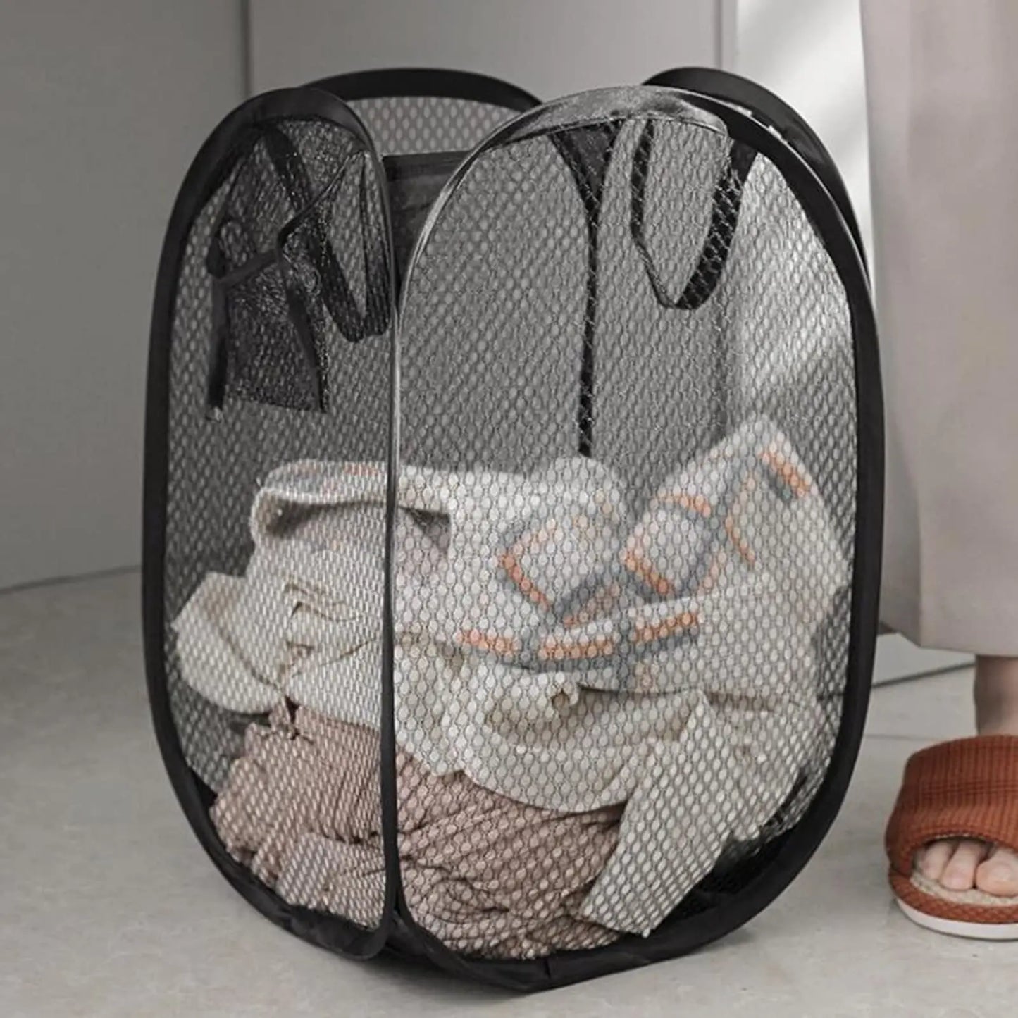 Cesta plegable para clasificar ropa sucia, marco para lavar, bolsa de malla para guardar ropa de baño, organizador de lavandería, bolsa de almacenamiento
