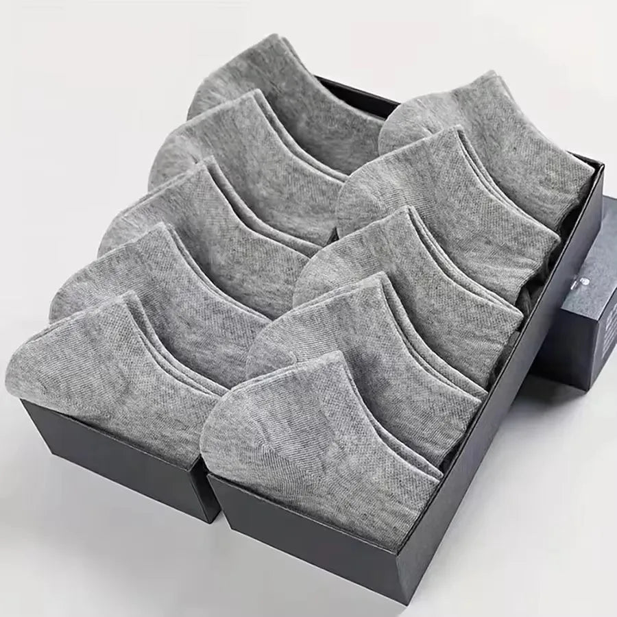 8/10 pairs of men's boat socks for business sports, sweat absorption, mature summer, autumn, solid color, no pilling, versatile