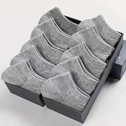 8/10 pairs of men's boat socks for business sports, sweat absorption, mature summer, autumn, solid color, no pilling, versatile