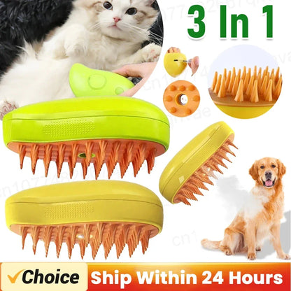Peines 3 en 1 para depilación de gatos, cepillo de vapor para perros, cepillo eléctrico con pulverizador, cepillos para masaje y cuidado de mascotas.