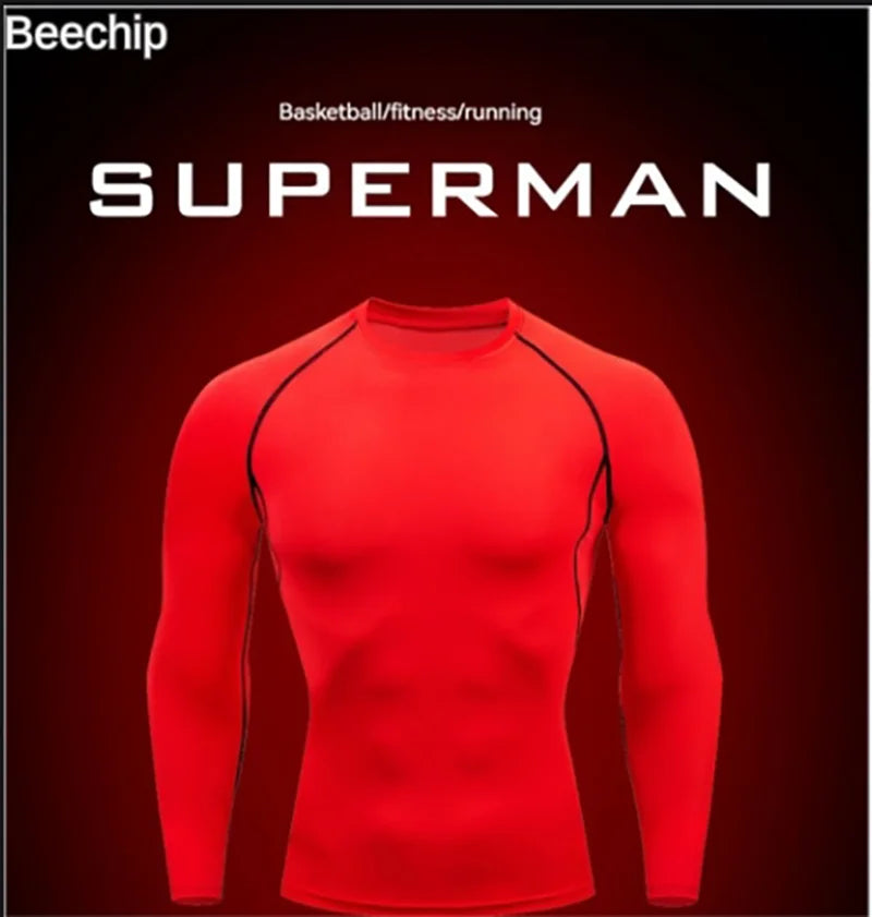 Camiseta de manga larga para hombre, para correr, baloncesto, entrenamiento, ajustada, elástica, de secado rápido y compresión.