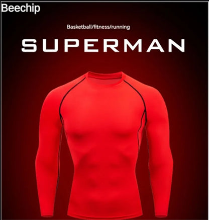 Camiseta de manga larga para hombre, para correr, baloncesto, entrenamiento, ajustada, elástica, de secado rápido y compresión.