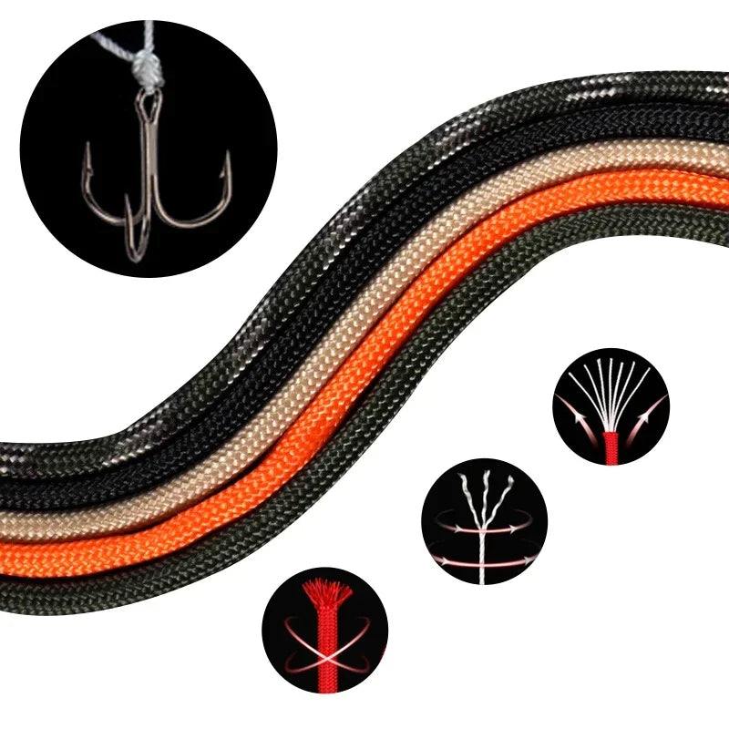 Cuerda de paracaídas táctica militar de 7 hebras y 4 mm, 550 unidades, para acampar, supervivencia al aire libre, pulsera de cuerda DIY.