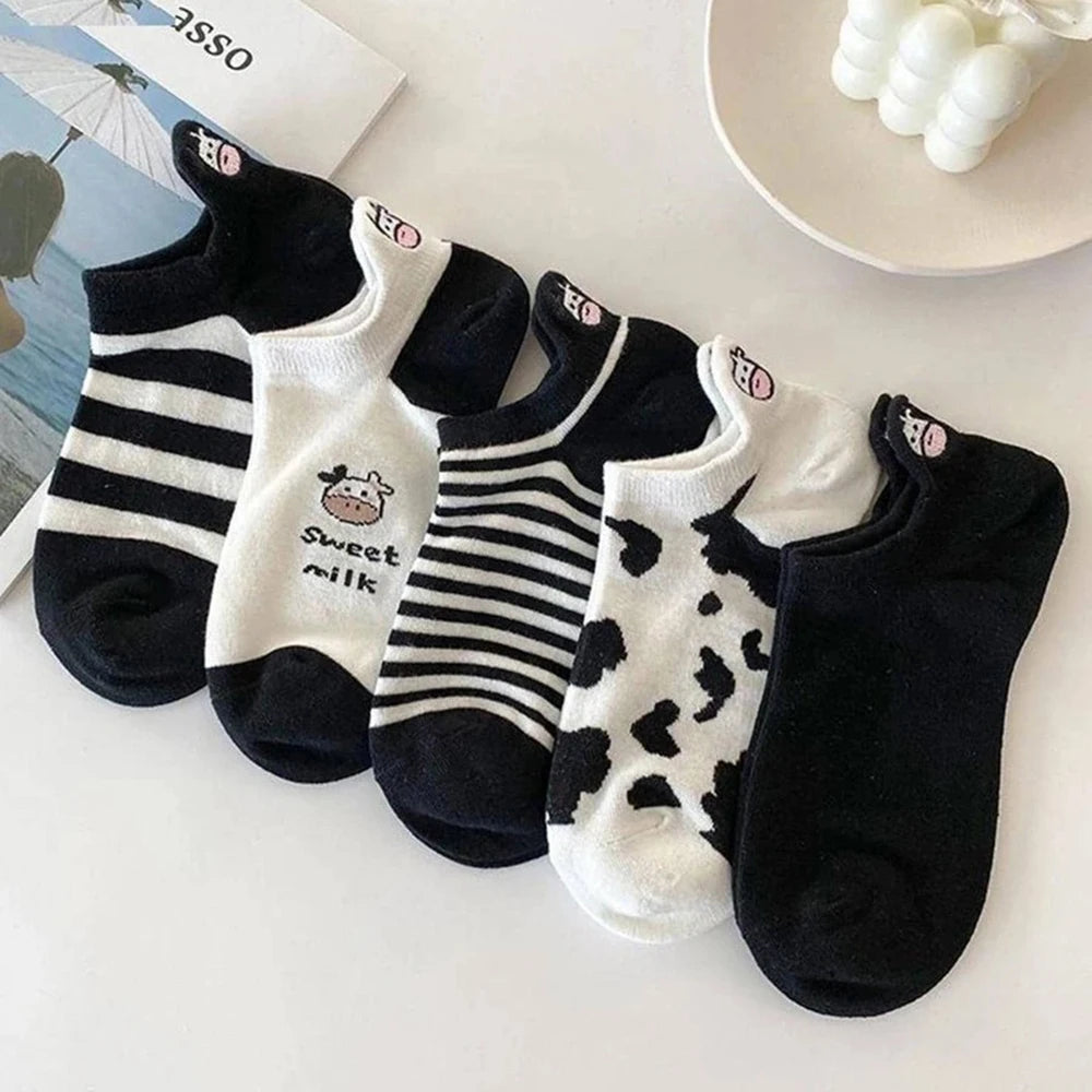 10 Pairs Women Low Socks Set With Cute Bear Pattern Fashionable Women Casual Versatile Style Comfortable Breathable Short Socks