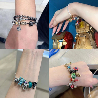 Charms de Disney Stitch Marvel Rescuer Star Wars para pulsera Pandora original de plata de ley 925, collar para mujer, joyería