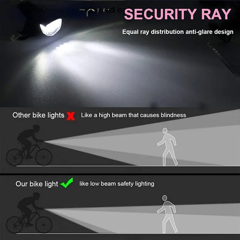 Luces delanteras para bicicleta de montaña, recargables por USB, LED, resistentes al agua, luz de advertencia de seguridad para bicicleta, accesorios de ciclismo