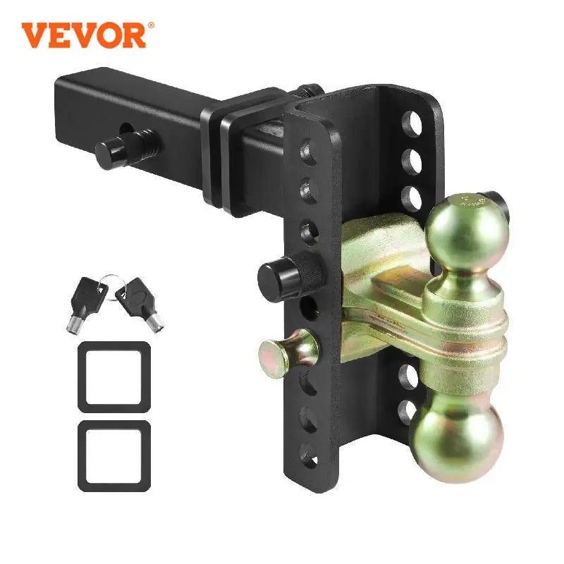 VEVOR - Enganche de remolque ajustable con bola de montaje, receptor de 2'' y receptor de 6'', bola de remolque de acero de tubo sólido para remolque de camiones